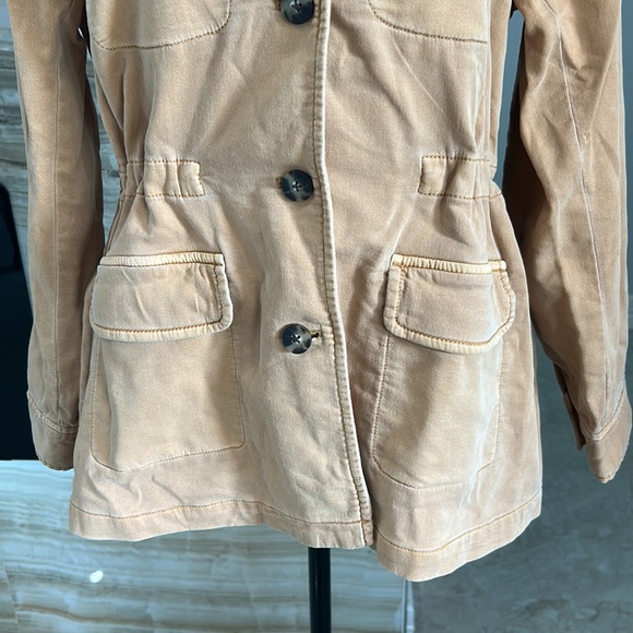 J. Jill Anorak Cinch Waist Cotton Spandex Jacket Toffee Color. Size M - Picture 4 of 9